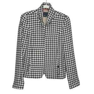 Nina McLemore Jacket Womens 6 Houndstooth Wool Silk Lined Classic Made in USA